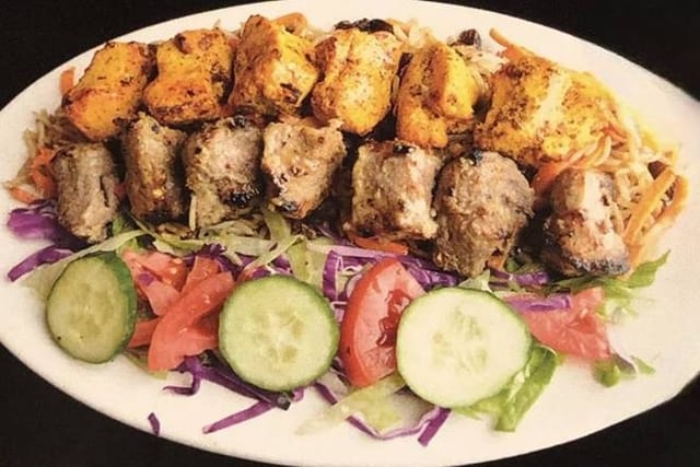 13. Chicken Tikka & Lamb Tikka Kebab W/ Qabuli.